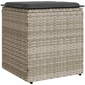 Bancos de jardim almofadas 2unid 40x40x43cm vime PE cinza claro