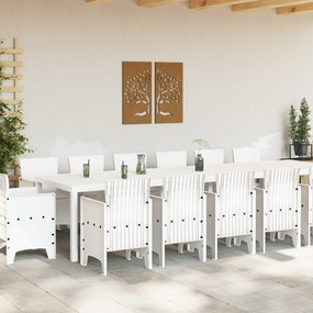 Conjunto de Jantar para Jardim vidaXL de 15 peças com Almofadas Branco