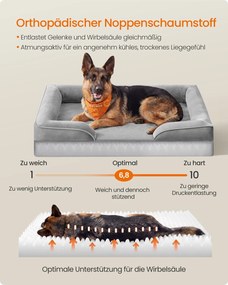 Cama ortopédica para cães, 122 x 85 x 17 cm, com capa removível cinzenta