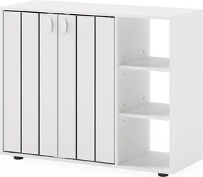 Sapateira com portas para sapatos 80 x 31 x 64,5 cm de 3 níveis com prateleiras ajustáveis madeira independente Branco
