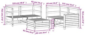 5 pcs conjunto de sofás para jardim madeira de pinho maciça