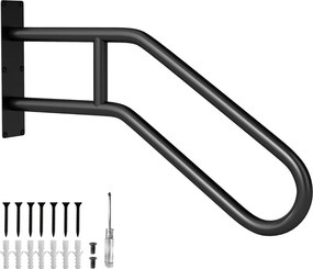 Corrimão para escadas exteriores de segurança em forma de U para 1-3 degraus Barra de apoio de parede em metal preto