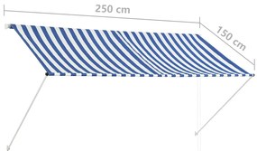 Toldo retrátil 250x150 cm azul e branco