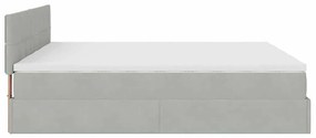 Estrutura cama otomana colchões 180x200cm veludo cinzento claro
