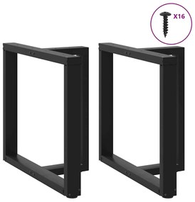 Pés de mesa de jantar em forma de T, 2 peças, preto, 70x35x(72-73) cm,
