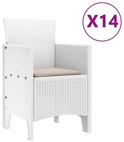 Conjunto de Jantar para Jardim 15 pcs Branco Largo