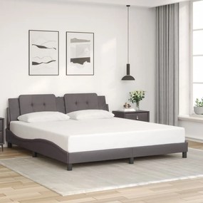 Estrutura cama c/ cabeceira 180x200cm couro artificial cinzento