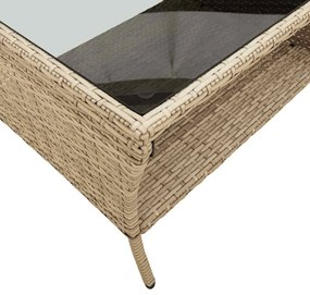 6 pcs conjunto de sofás p/ jardim com almofadões vime PE bege