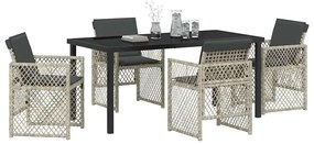 Conjunto de Jantar de Jardim de 5 Peças com Almofadas Cinzento-Claro e