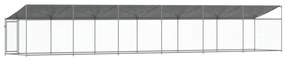 Jaula para cão com telhado/porta 12x2x2m aço galvanizado cinza