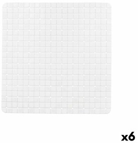 Tapete Antiderrapante para Duche Quadros Branco PVC 50,3 x 50,3 x 0,7 cm (6 Unidades)