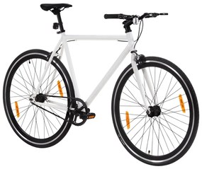 Bicicleta de mudanças fixas 700c 51 cm branco e preto