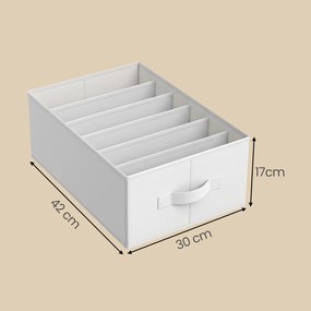 Conjunto de 4 Organizadores para Guarda roupas com 6 compartimentos dobrável 42 x 30 x 17 cm branco clássico