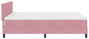 Cama Box com Colchão e LED Rosa 140x200 cm Veludo