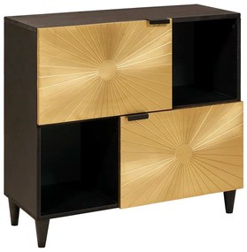 vidaXL Armário lateral com prateleira Preto e Ouro 80 x 33,5 x 75 cm