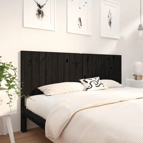 vidaXL Cabeceira de cama 185,5x4x100 cm pinho maciço preto