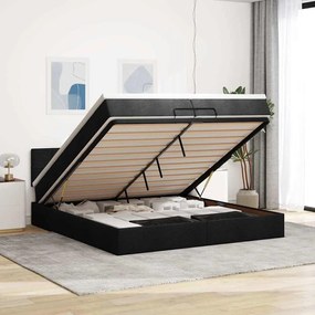 63 / 5,000vidaXL Estrutura de cama otomana com colchões tecido preto