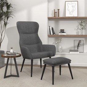 Cadeira de descanso com banco tecido cinzento-claro