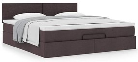 Estrutura de cama otomana com colchão 180x200cm castanho escuro