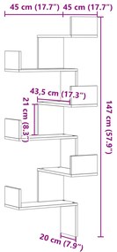 Estante de parede p/ canto derivados de madeira carvalho sonoma