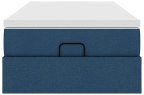 Estrutura de cama otomana com colchão tecido azul 90x200cm