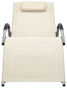 Espreguiçadeiras 2 pcs textilene cor creme e cinzento