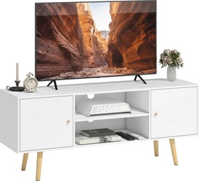 HOMCOM Móvel de TV para Televisores de até 55 Polegadas com 2 Portas 2 Prateleiras de Armazenamento 120x34x50 cm Branco | Aosom Portugal