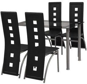 242908 vidaXL Conjunto jantar, 5 pcs, preto