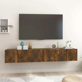 vidaXL Móveis de TV para parede 3 pcs 60x30x30 cm cor carvalho fumado
