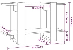 Estante/divisória 80x30x51 cm branco brilhante