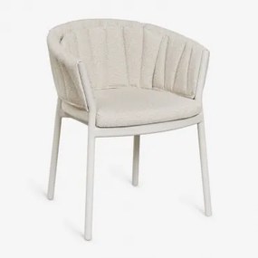 Conjunto De 4 Cadeiras De Jardim Com Apoios De Braços Em Alumínio E Tecido Roderise Bouclé Cores Naturais - Sklum