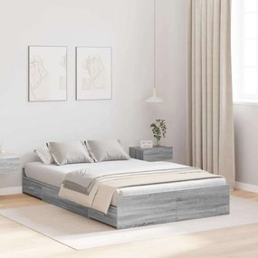 vidaXL Estrado de cama com arrumação Cinza Sonoma 120 x 190 cm