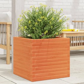 Vaso/floreira de jardim 50x50x46 cm pinho maciço castanho-mel