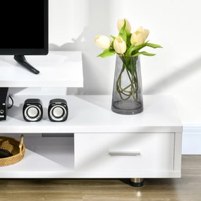 HOMCOM Móvel de TV para Televisores de até 45” Móvel de TV Moderno com 3 Prateleiras e 1 Gaveta para Dormitório Carga Máxima 60kg 135x35x41,7cm Branco