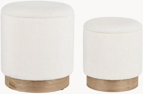 Pufes com arrumação em bouclé Zoya, conjunto de 2