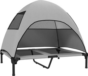 PawHut Cama exterior para cães com dossel, cama elevada para cães grandes, 91 x 76 x 90 cm, Cinza claro | Aosom Portugal