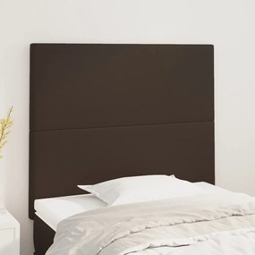 vidaXL Cabeceira de cama 2 pcs couro artificial 100x5x78/88cm castanho