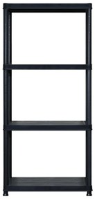 Unidade com 4 prateleiras 183x30,5x130 cm plástico preto