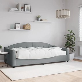 vidaXL Sofá-cama com colchão 90x200 cm tecido cinzento-claro