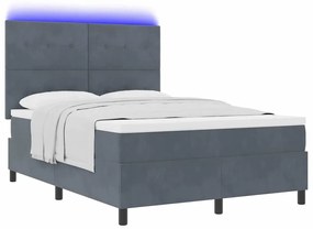 Cama Box Spring vidaXL com Colchão e LED Cinza Escuro 160x200 cm Velud