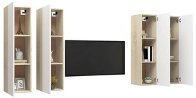 Móveis de TV 4pcs 30,5x30x110cm contrap. branco/carvalho sonoma