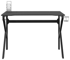 Secretária de gaming c/ pernas em forma de K 110x60x75 cm preto