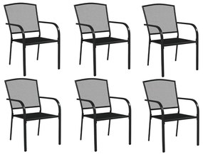 7 pcs conjunto de jantar para jardim aço antracite