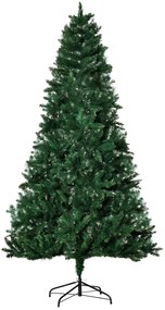 HOMCOM Árvore de Natal Artificial 210cm Ignífuga com 1064 Ramas com 2 Tipos de Pontas de PVC e Base de Aço Decoração de Natal para Interiores Verde