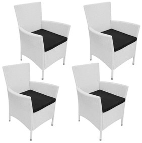 5 pcs conjunto de jantar para exterior vime branco nata