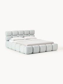 Cama estofada em bouclé com arrumação Tayla