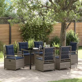 vidaXL Conjunto de Jantar de Jardim de 7 Peças em Rattan Cinza com Poliéster