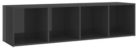5 pcs conjunto de móveis de TV contraplacado cinzento brilhante