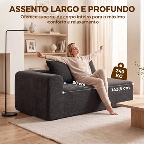 Sofá de 2 Lugares em Chenille com 2 Almofadas Assento com Molas sem Montagem 171,5x91,5x83 cm Cinza Escuro