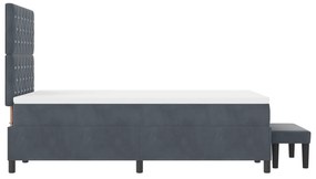 Cama Box Spring com Colchão e Banco Cinza Escuro 120x200 cm Veludo